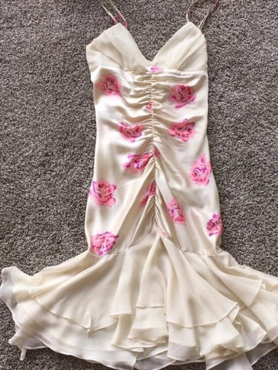 Vintage Betsey Johnson SILK floral mermaid dress - Picture 1 of 6